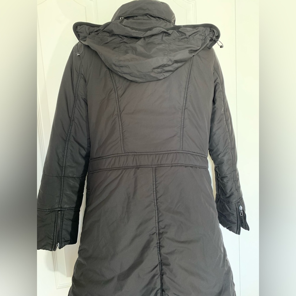 Vintage Armani Jeans Long Zip Front Pockets Cuffs Hide-Away Hood Bungee Buttons